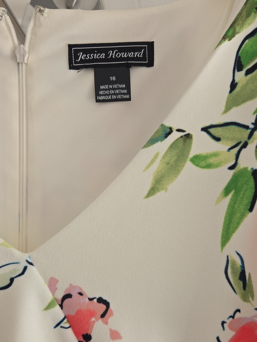Jessica Howard Cream Floral Midi Dress with Pink and Green Print - Picture 2 of 4